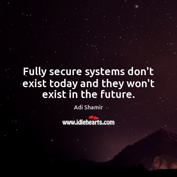Fully secure systems don’t exist today and they won’t exist in the future. Adi Shamir Picture Quote