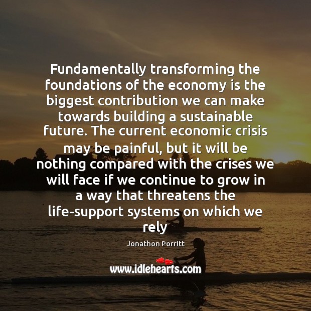 Fundamentally transforming the foundations of the economy is the biggest contribution we Jonathon Porritt Picture Quote