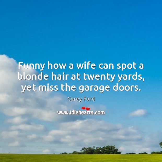 Funny how a wife can spot a blonde hair at twenty yards, yet miss the garage doors. Image