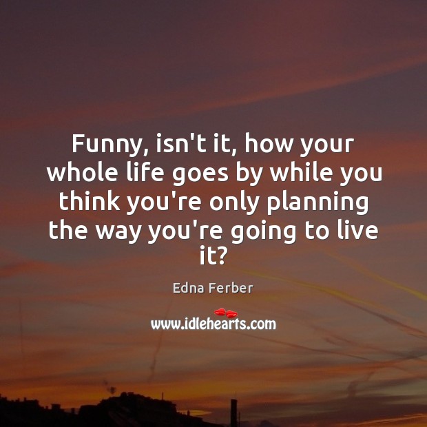 Funny, isn’t it, how your whole life goes by while you think Edna Ferber Picture Quote