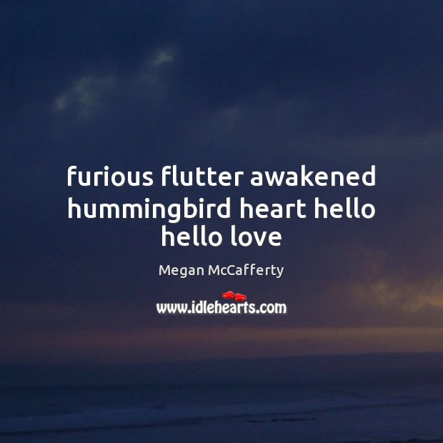 Furious flutter awakened hummingbird heart hello hello love Megan McCafferty Picture Quote