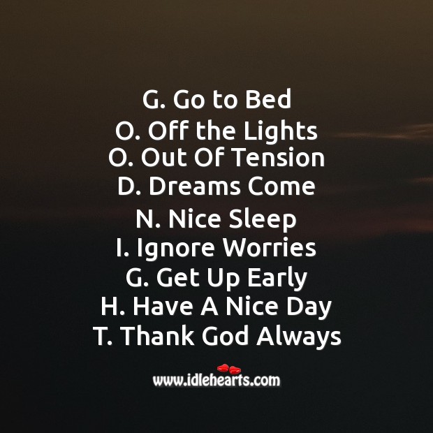 G. Go to bed Good Night Messages Image