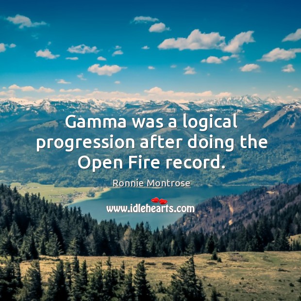 Gamma was a logical progression after doing the open fire record. Ronnie Montrose Picture Quote