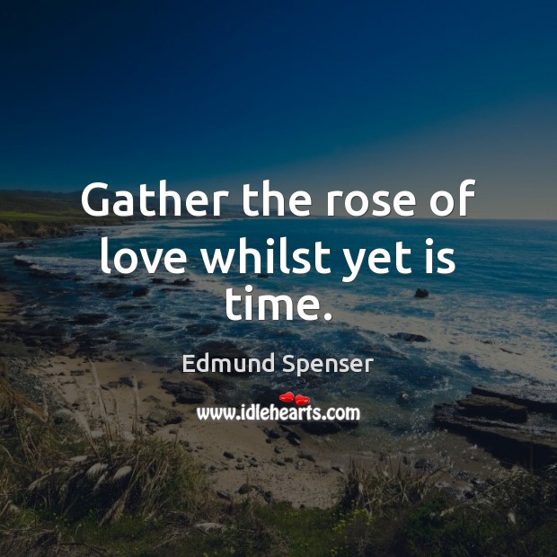 Gather the rose of love whilst yet is time. Edmund Spenser Picture Quote