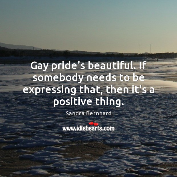 Gay pride’s beautiful. If somebody needs to be expressing that, then it’s Sandra Bernhard Picture Quote