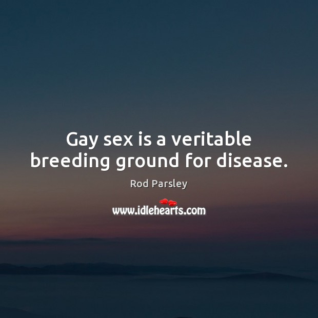 Gay sex is a veritable breeding ground for disease. Image