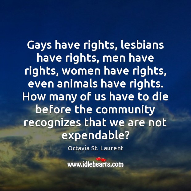 Gays have rights, lesbians have rights, men have rights, women have rights, Image