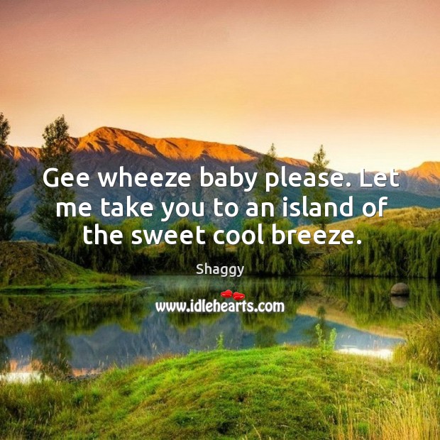 Gee wheeze baby please. Let me take you to an island of the sweet cool breeze. Shaggy Picture Quote