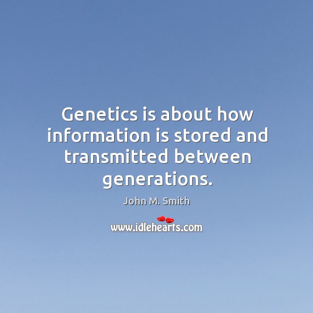 Genetics is about how information is stored and transmitted between generations. Image