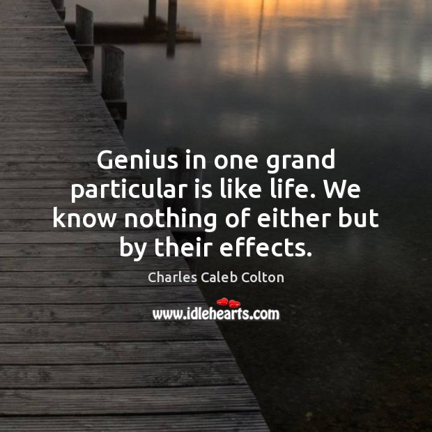 Genius in one grand particular is like life. We know nothing of Image