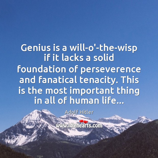 Genius is a will-o’-the-wisp if it lacks a solid foundation of perseverence Image