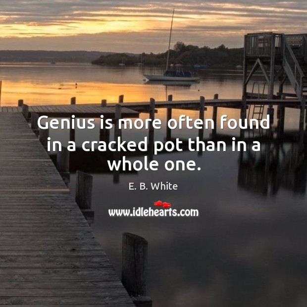 Genius is more often found in a cracked pot than in a whole one. E. B. White Picture Quote