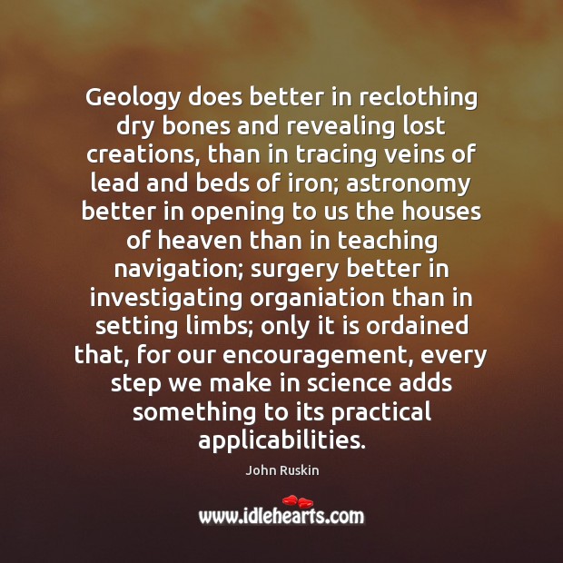 Geology does better in reclothing dry bones and revealing lost creations, than John Ruskin Picture Quote