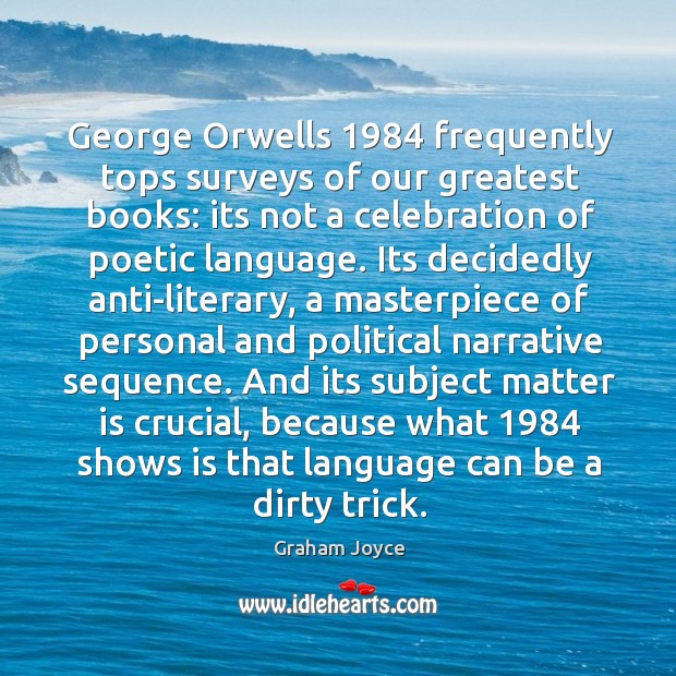George Orwells 1984 frequently tops surveys of our greatest books: its not a Image