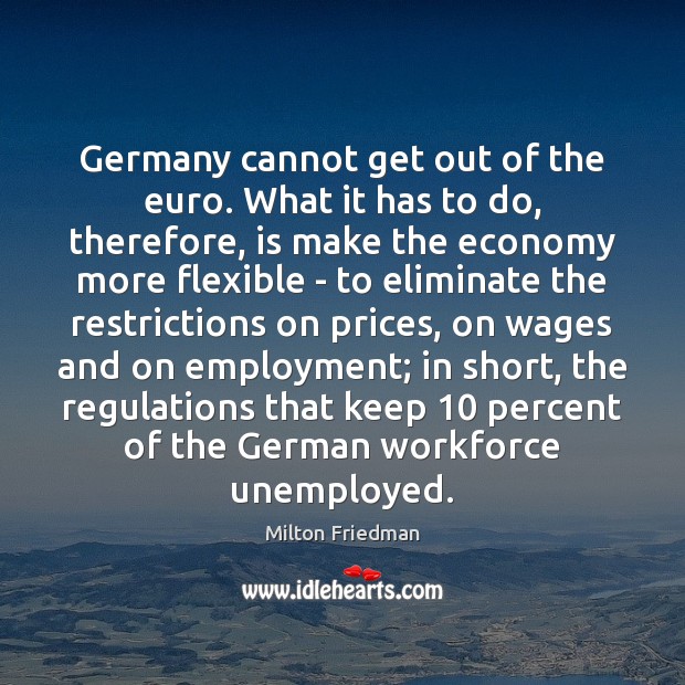 Germany cannot get out of the euro. What it has to do, Milton Friedman Picture Quote