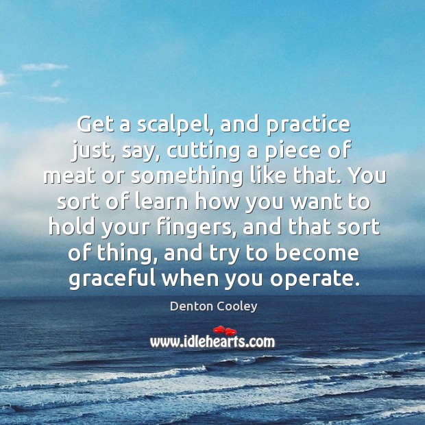 Get a scalpel, and practice just, say, cutting a piece of meat Denton Cooley Picture Quote