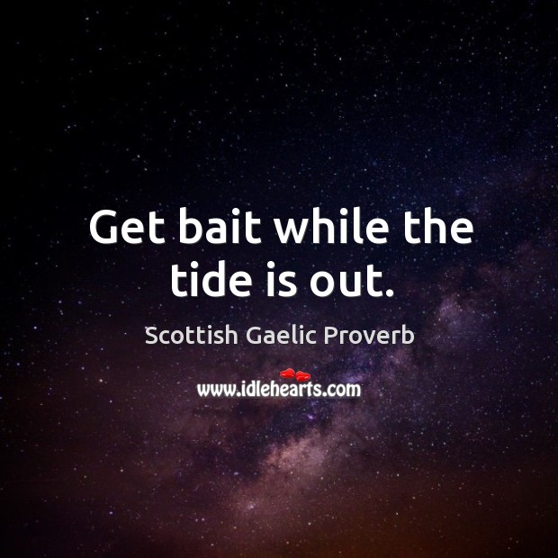Get bait while the tide is out. Scottish Gaelic Proverbs Image