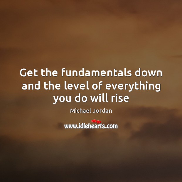 Get the fundamentals down and the level of everything you do will rise Michael Jordan Picture Quote