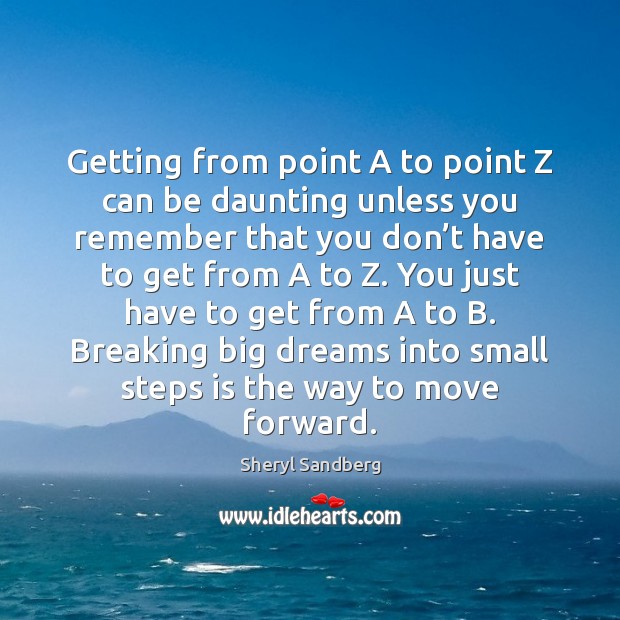 Getting from point A to point Z can be daunting unless you Sheryl Sandberg Picture Quote