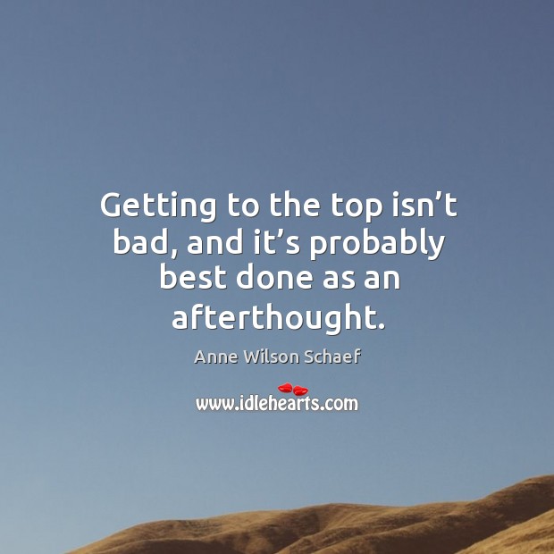 Getting to the top isn’t bad, and it’s probably best done as an afterthought. Anne Wilson Schaef Picture Quote