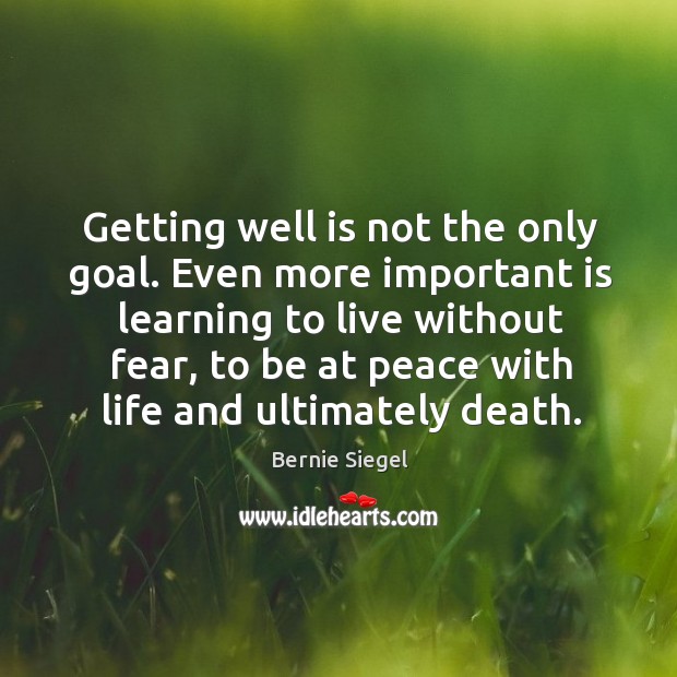 Getting well is not the only goal. Even more important is learning Bernie Siegel Picture Quote