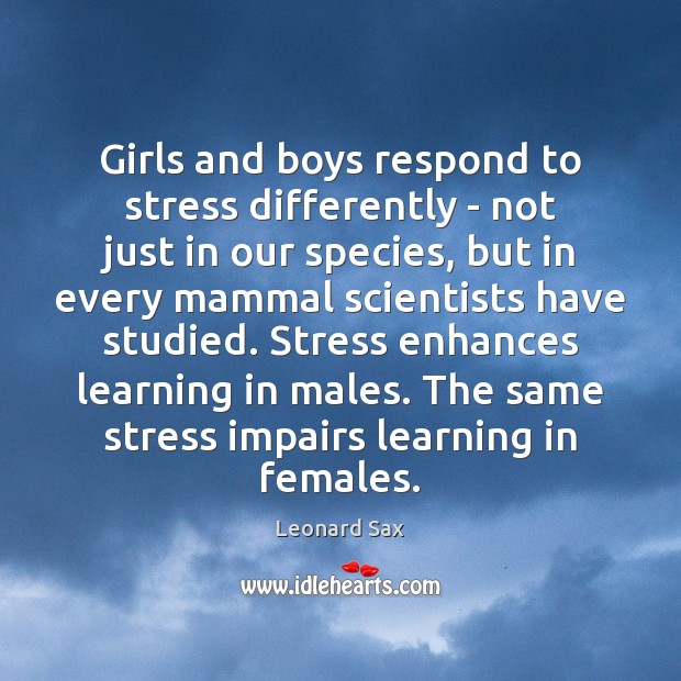 Girls and boys respond to stress differently – not just in our Image