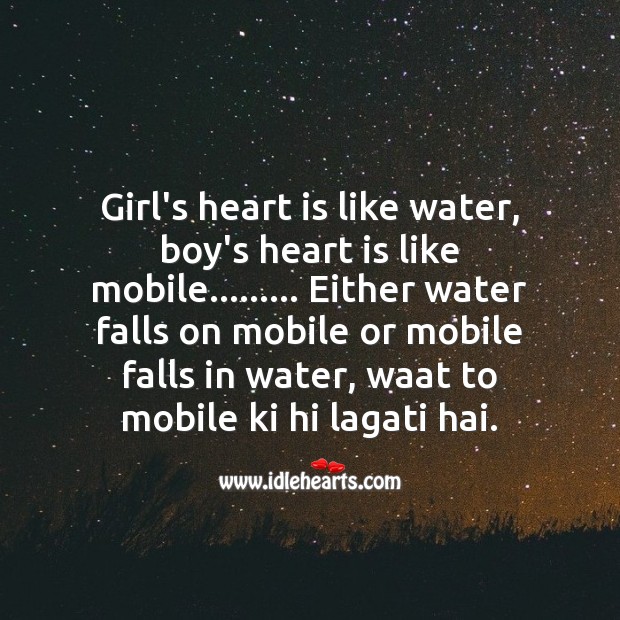 Girl’s heart is like water Love Messages Image