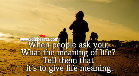 Meaning of life is to give it a meaning. Image