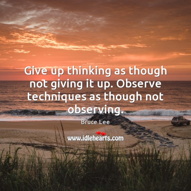 Give up thinking as though not giving it up. Observe techniques as though not observing. Image