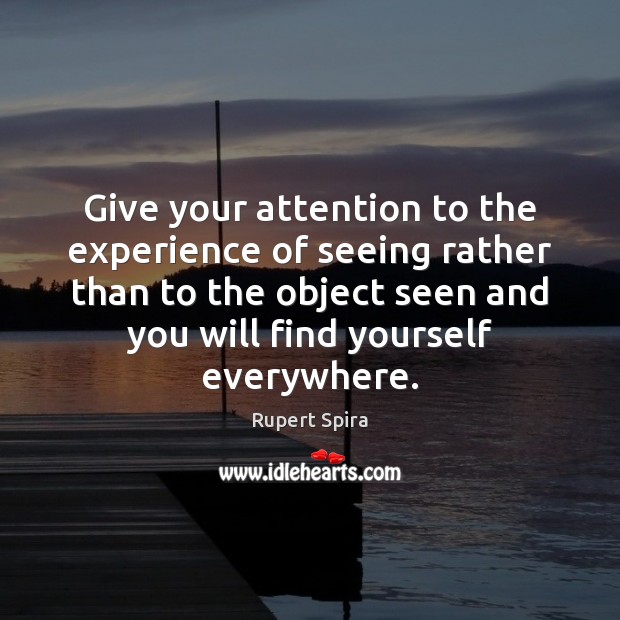 Give your attention to the experience of seeing rather than to the Rupert Spira Picture Quote