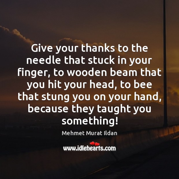 Give your thanks to the needle that stuck in your finger, to Image