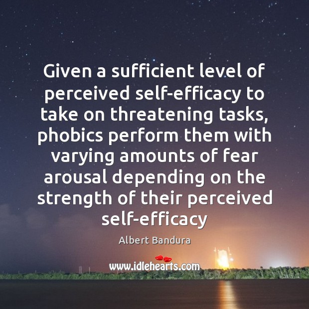 Given a sufficient level of perceived self-efficacy to take on threatening tasks, Image