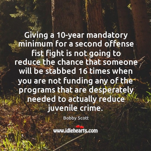 Giving a 10-year mandatory minimum for a second offense fist fight Crime Quotes Image