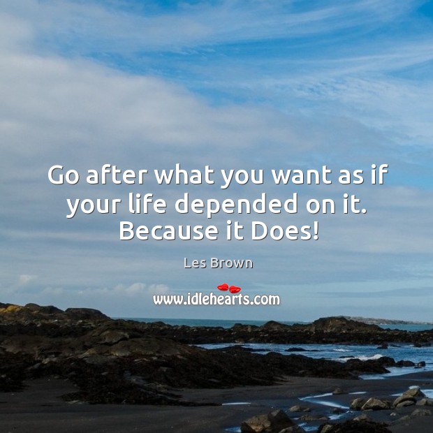 Go after what you want as if your life depended on it. Because it Does! Image