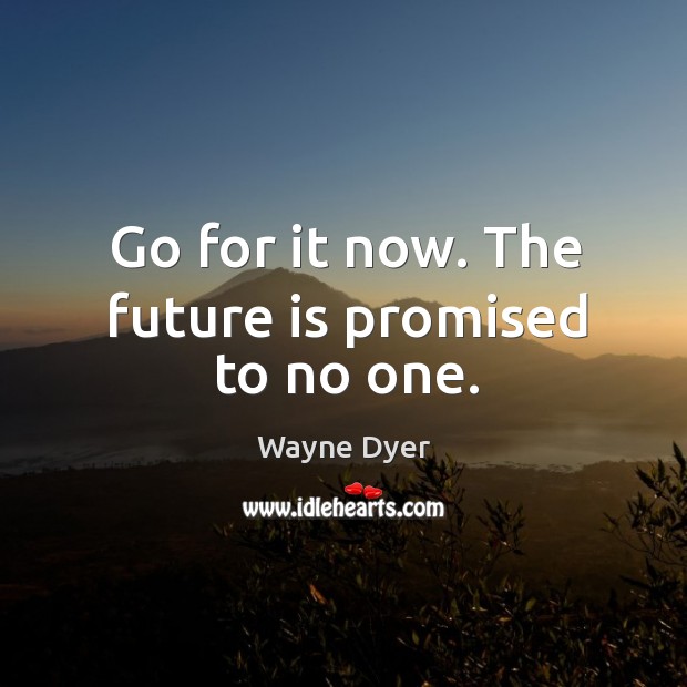 Go for it now. The future is promised to no one. Image