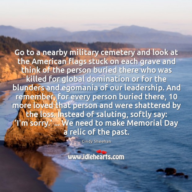 Go to a nearby military cemetery and look at the American flags Memorial Day Quotes Image