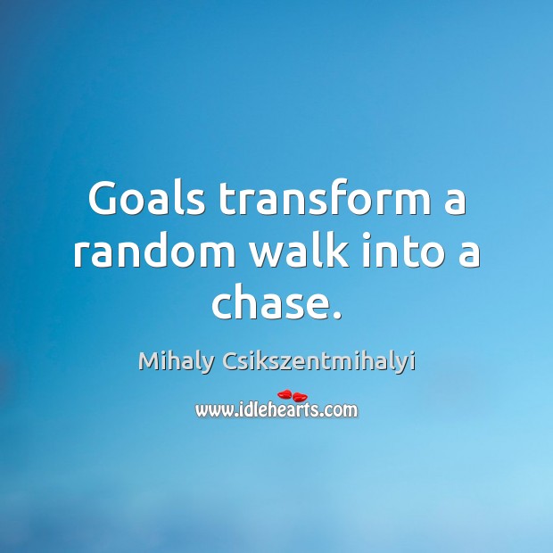 Goals transform a random walk into a chase. Mihaly Csikszentmihalyi Picture Quote