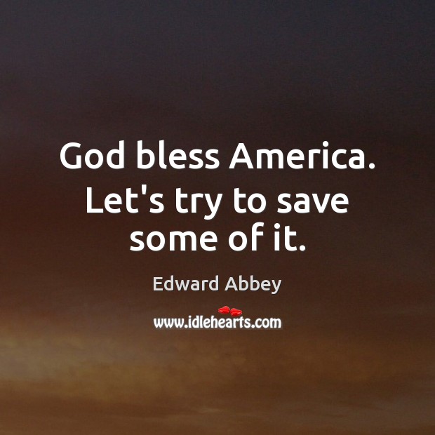 God bless America. Let’s try to save some of it. Image