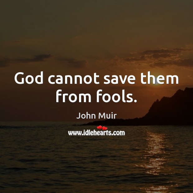 God cannot save them from fools. John Muir Picture Quote