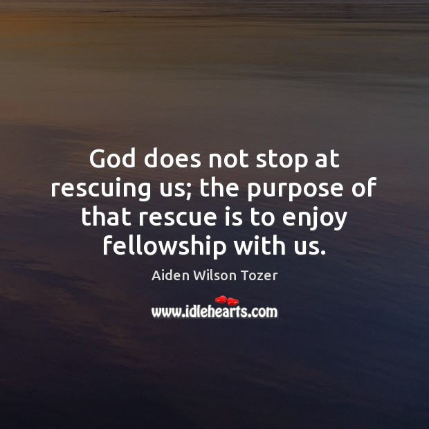 God does not stop at rescuing us; the purpose of that rescue Aiden Wilson Tozer Picture Quote