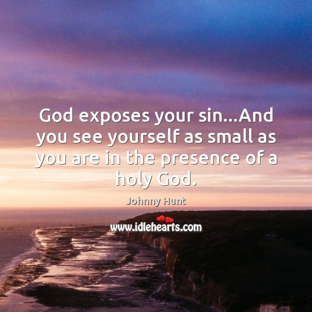 God exposes your sin…And you see yourself as small as you Johnny Hunt Picture Quote