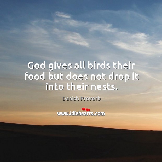 God gives all birds their food but does not drop it into their nests. God Quotes Image