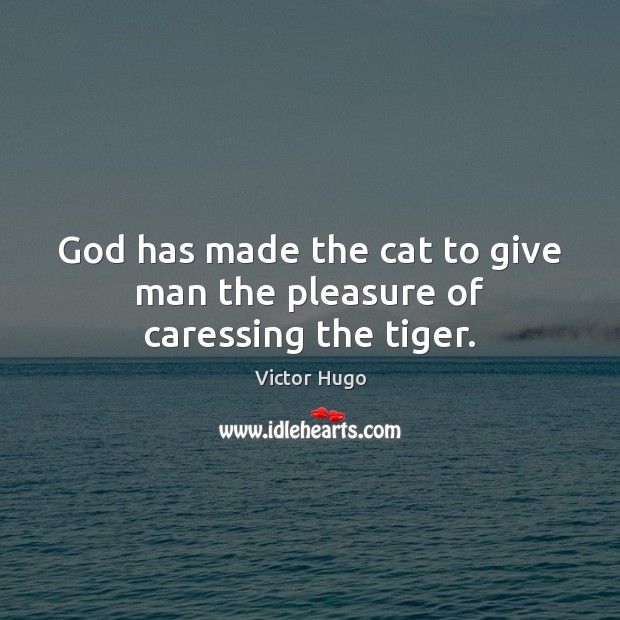 God has made the cat to give man the pleasure of caressing the tiger. Victor Hugo Picture Quote