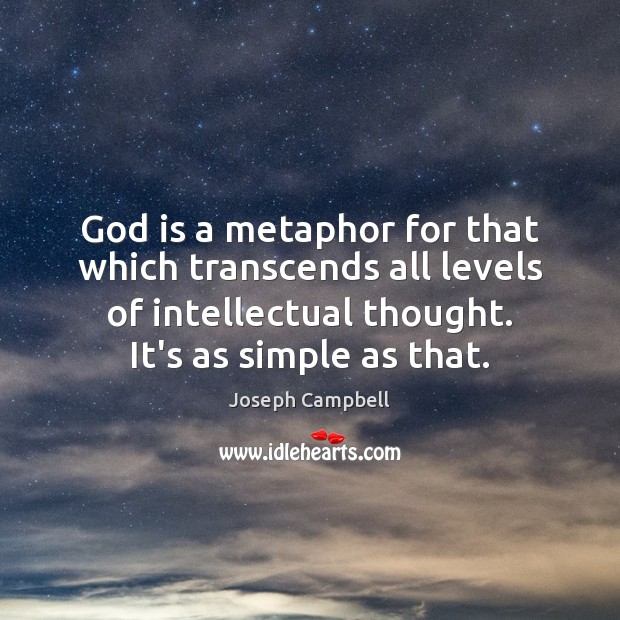 God is a metaphor for that which transcends all levels of intellectual Image