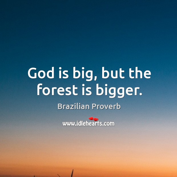 God is big, but the forest is bigger. Brazilian Proverbs Image