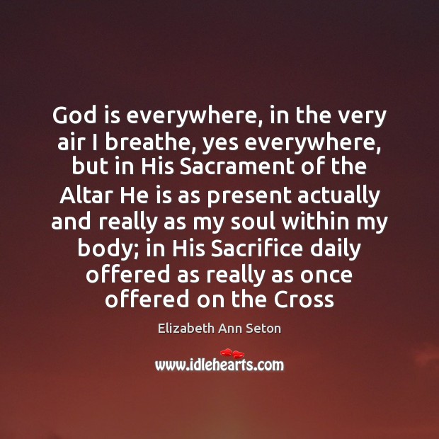 God is everywhere, in the very air I breathe, yes everywhere, but Elizabeth Ann Seton Picture Quote