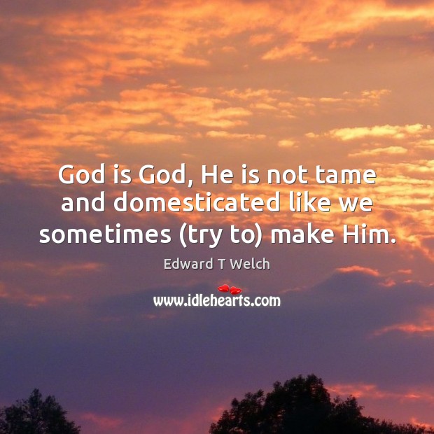 God is God, He is not tame and domesticated like we sometimes (try to) make Him. Edward T Welch Picture Quote