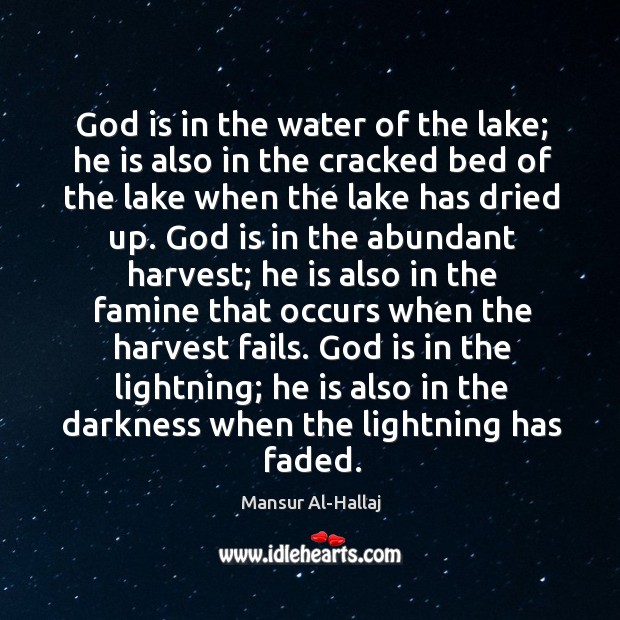 God is in the water of the lake; he is also in Image