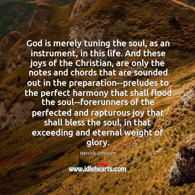 God is merely tuning the soul, as an instrument, in this life. Herrick Johnson Picture Quote