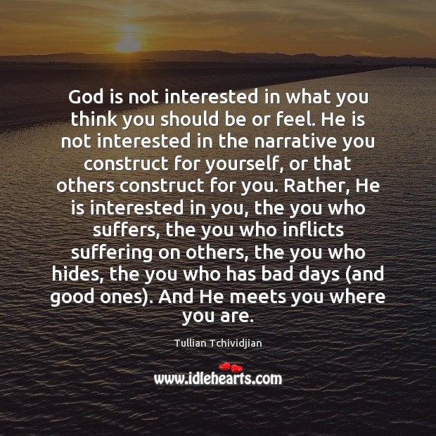 God is not interested in what you think you should be or Tullian Tchividjian Picture Quote